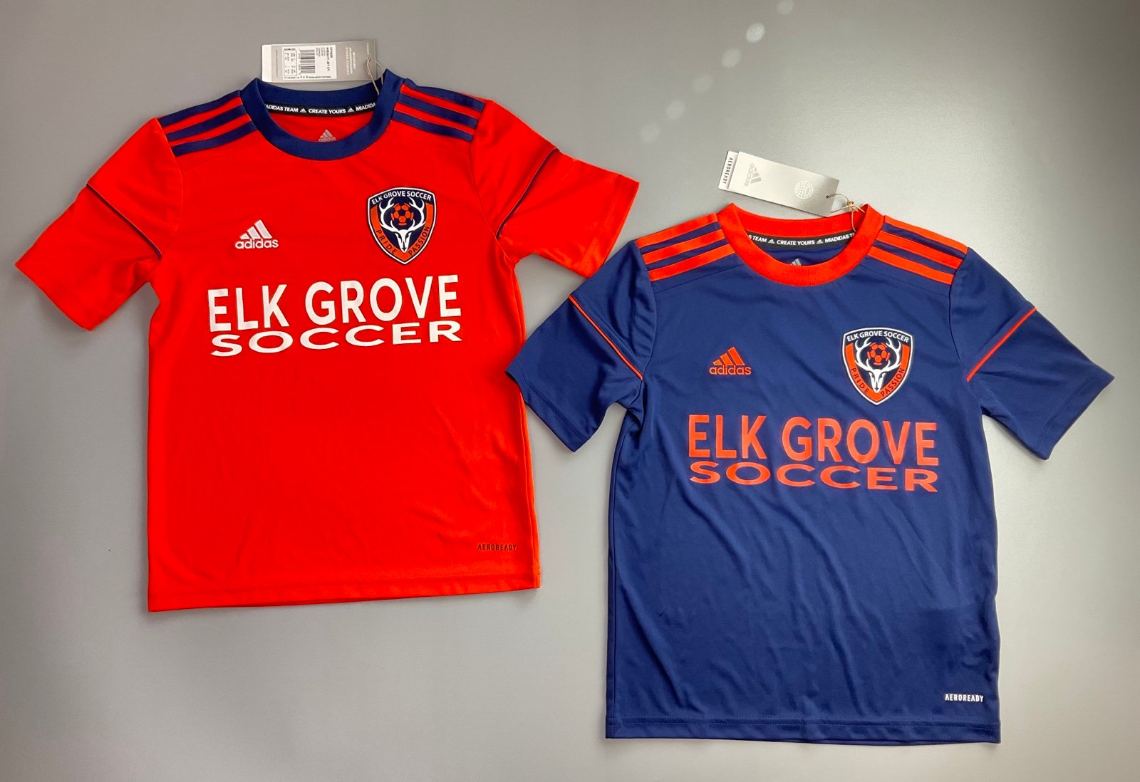 Set Of 2 Adidas Elk Grove Soccer Club Youth's Jersey Active Shirt Size Small New