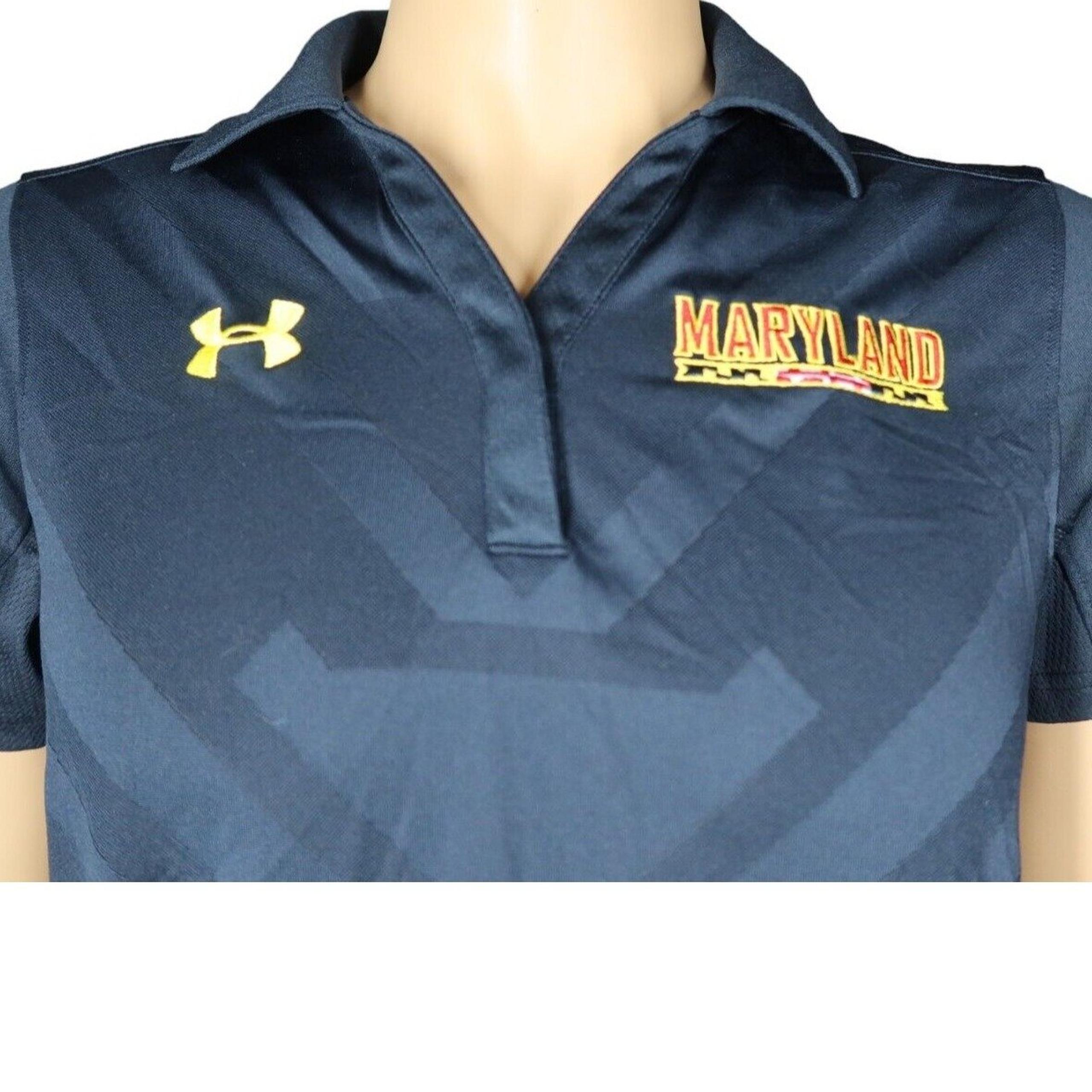 Women's Under Armour University of Maryland Terrapins Terps Black Polo Shirt M