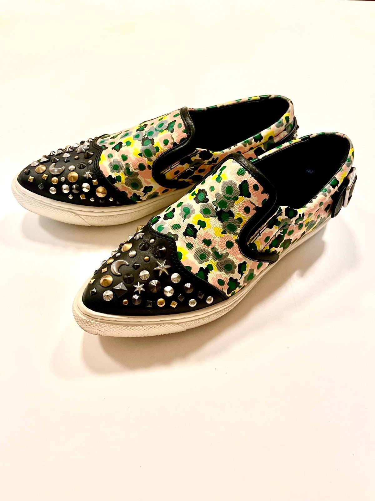 Coach leather floral printed studs shoes women 6