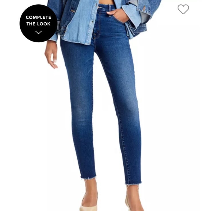 MOTHER Denim in The Looker Ankle Fray Style | Dark Wash Skinny