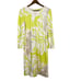 Marc Cain Floral Shift Dress Long Sleeve Mod Print Chartreuse - S