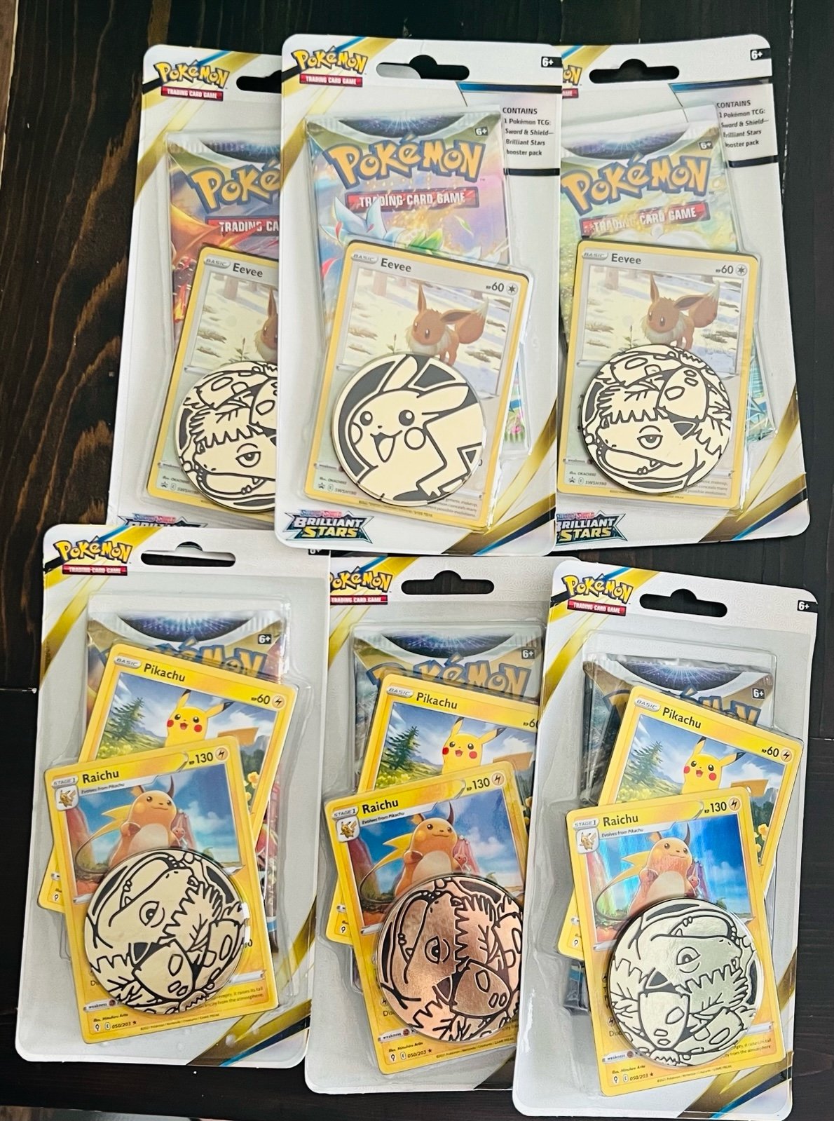 6x Pokémon Brilliant Stars Promo Packs Pikachu Eevee