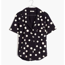 Madewell Knit Bedtime Short-Sleeve Pajama Top in Inkwell Dots Size XS