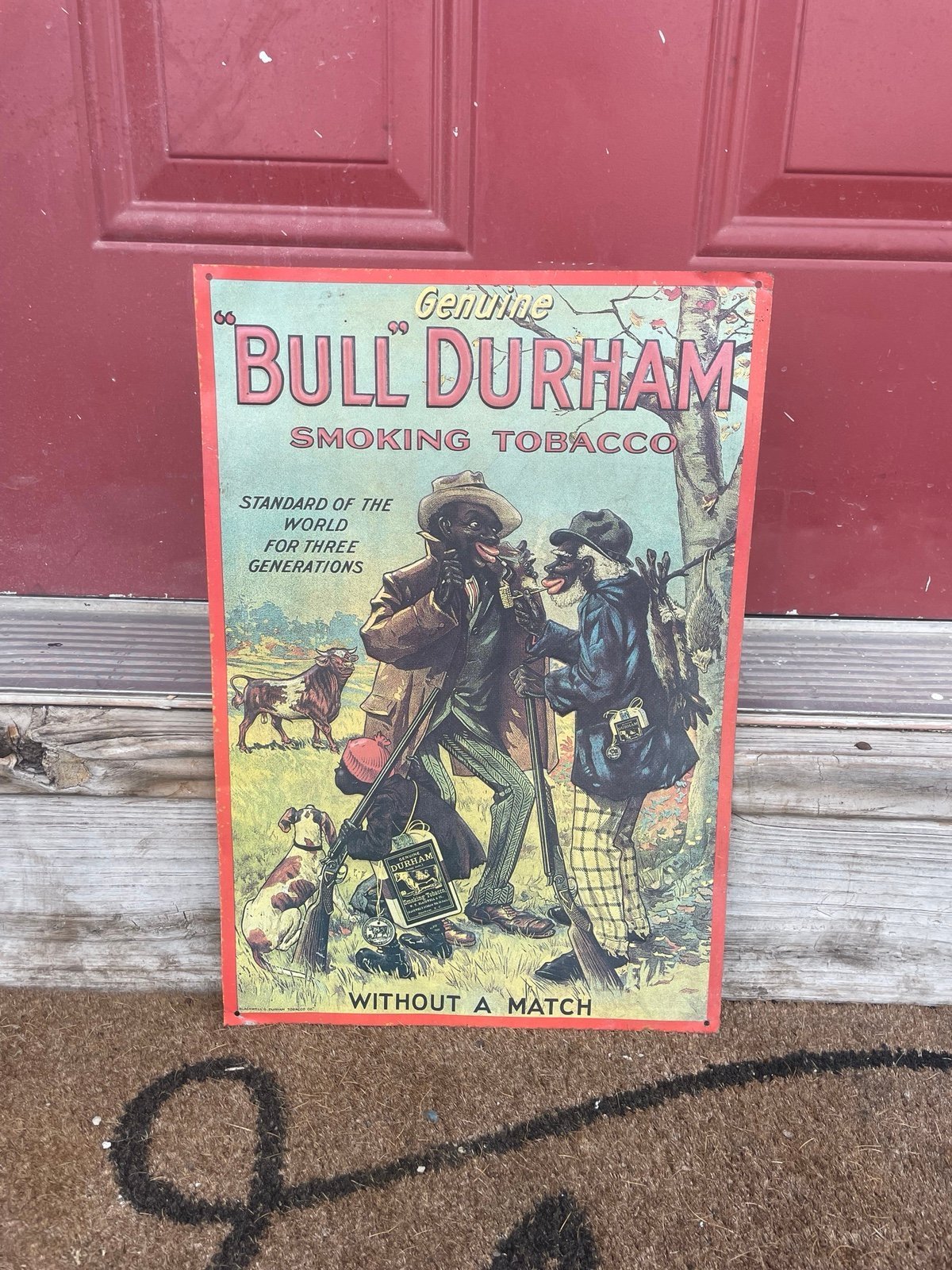 BULL DURHAM Tobacco HUNTING Advertising Poster black memorabilia