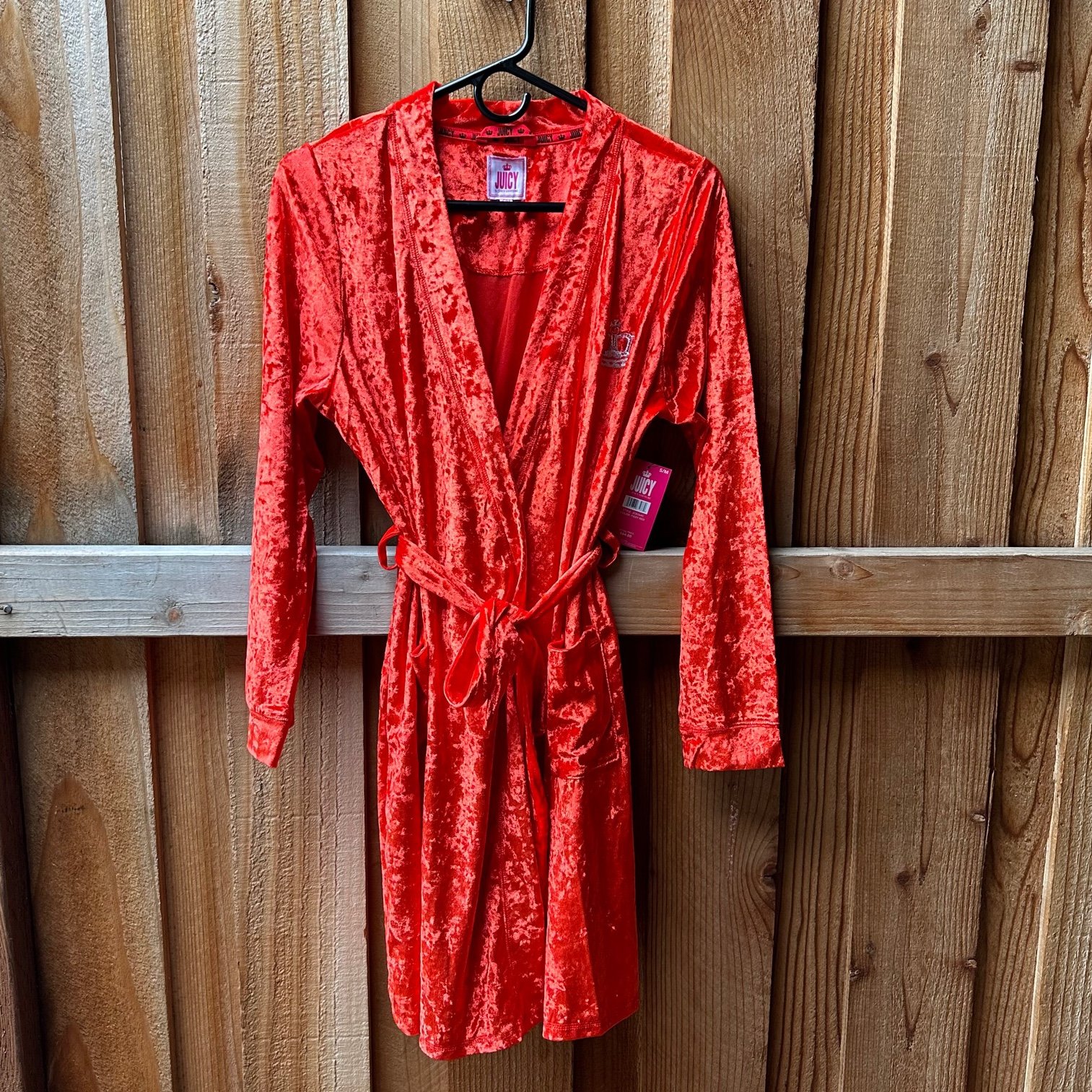 Juicy Couture Fiery Red Crushed Velvet Short Robe