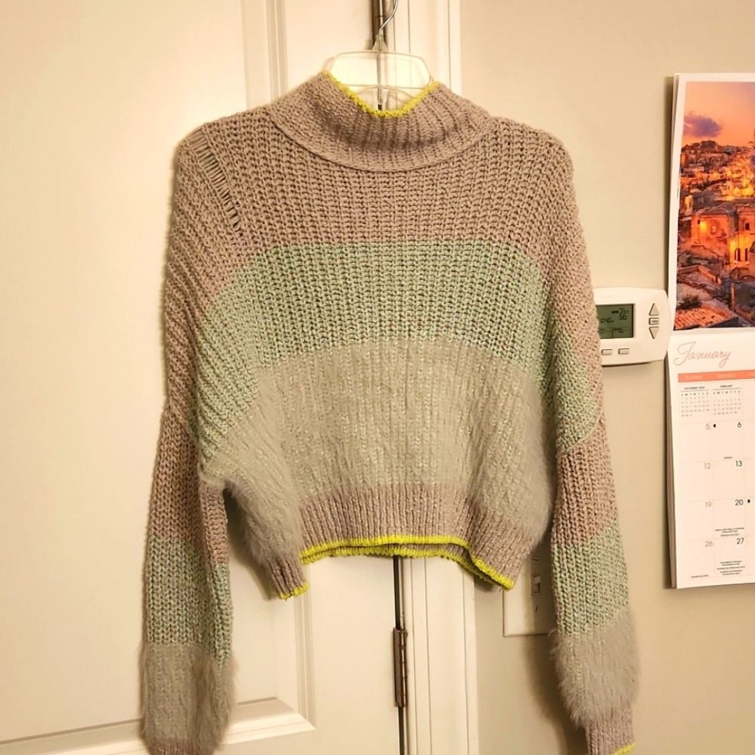 Free People River Run Combo Cropped Sweater w/ Mockneck Size XS NWT