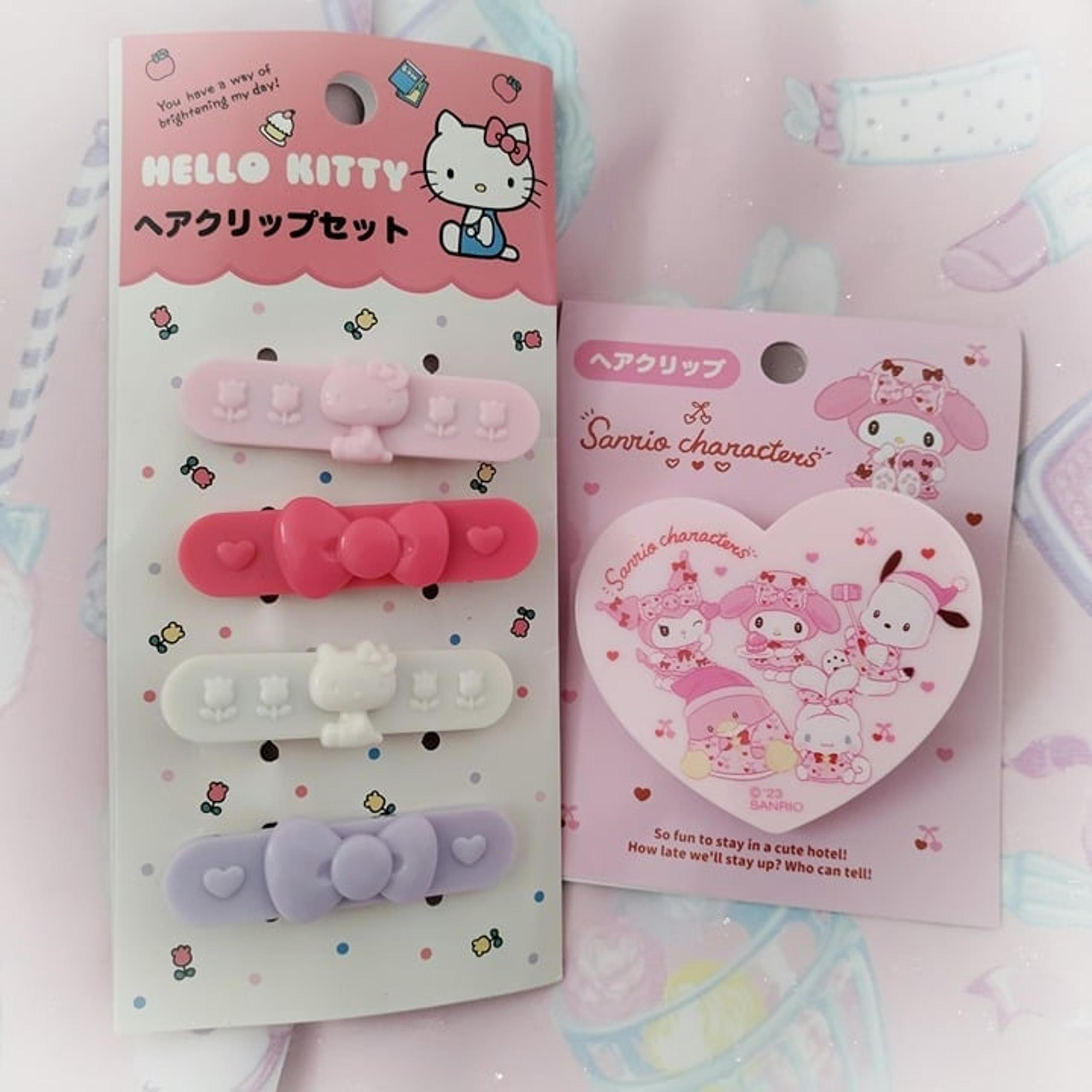 (Brand New) Hello Kitty Pastel Valentine Hair Clips