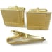Swank Cufflinks Tie Clip Set Gold Tone Wedding Tux Vintage IOB
