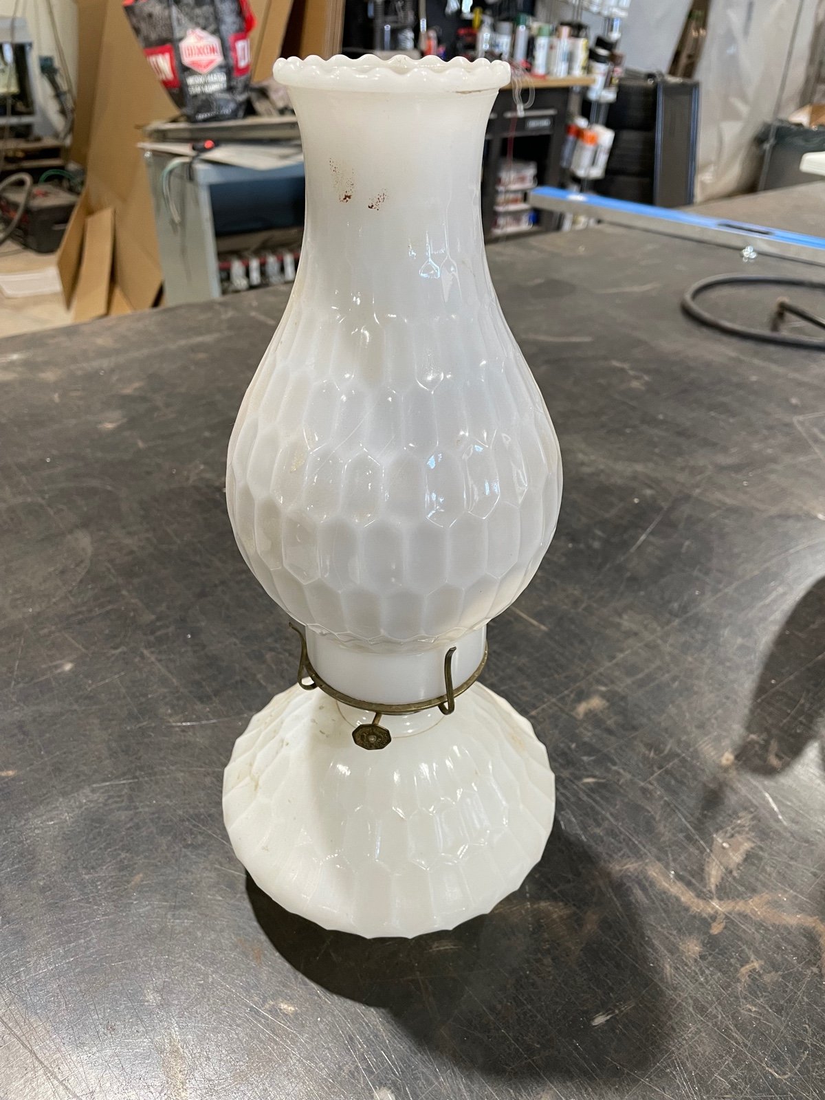 Milk glass lantern