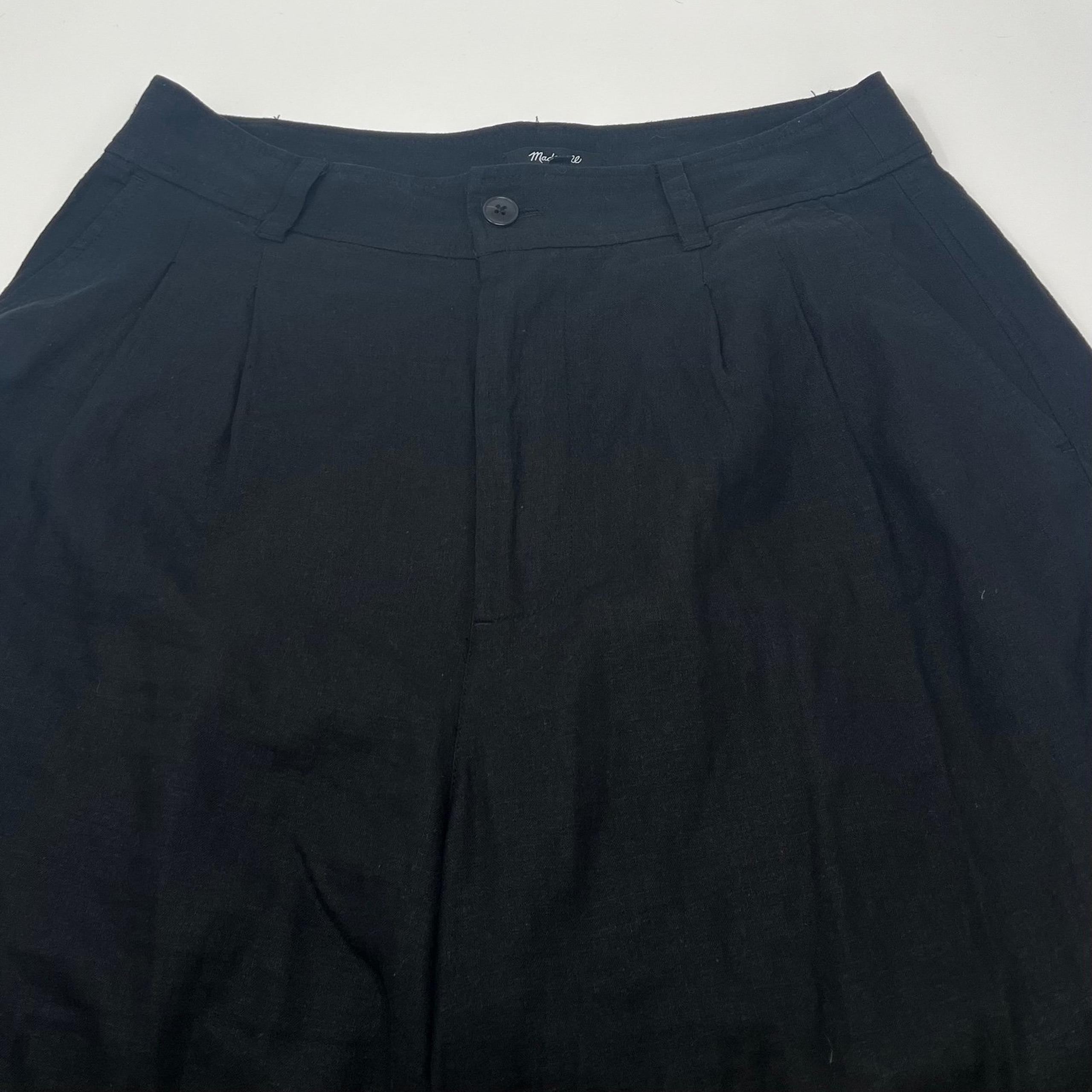 Madewell Women’s Black Wide Leg Linen Cargo Pants Size 10