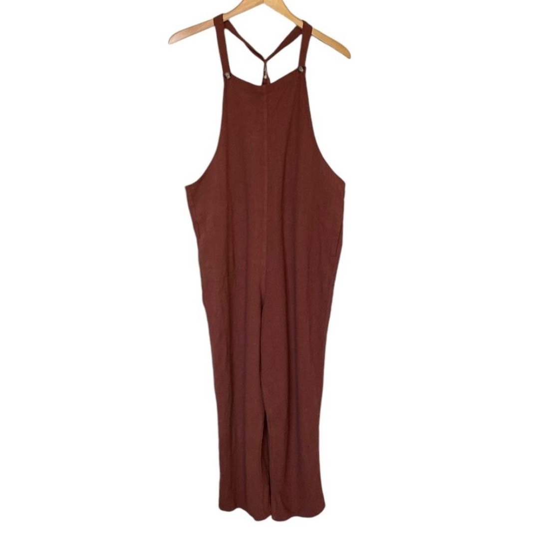 Urban Daizy Linen Blend Burnt Orange Overalls S