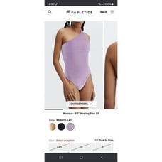 New XXL Fabletics Bright Lilac Gigi Velour Thong Bodysuit One Shoulder NWOT