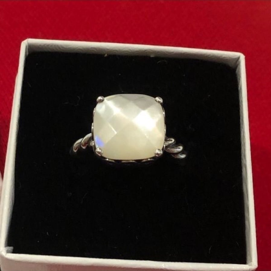 PANDORA Elegant Sincerity Twisted Sterling Silver Mother Of Pearl Ring SIZE 5 -8