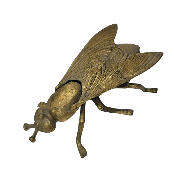 1960s vintage brass fly ashtray container 7 hinged wings 420