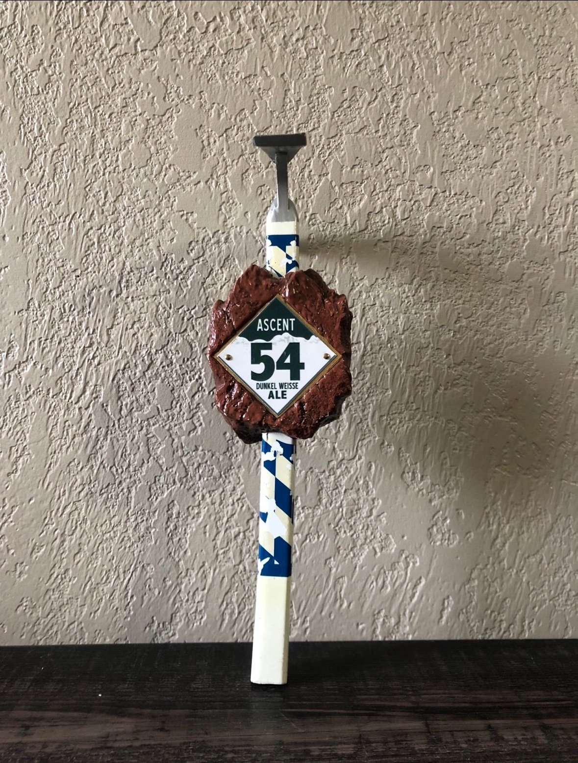 RARE. ANHEUSER BUSCH ASCENT 54 DUNKEL WEISSE PICKAXE Draft Beer Tap Handle USA