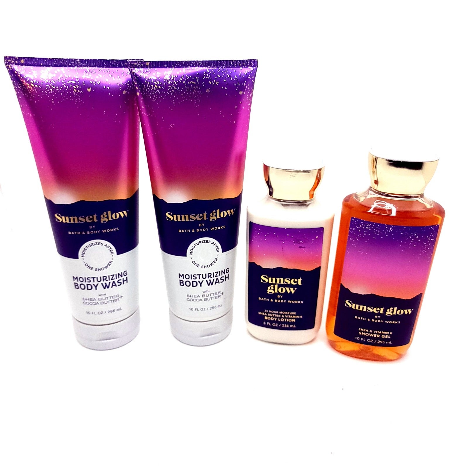 Sunset Glow Bath & Body Works Body Wash Shower Gel Body Lotion 4 item bundle