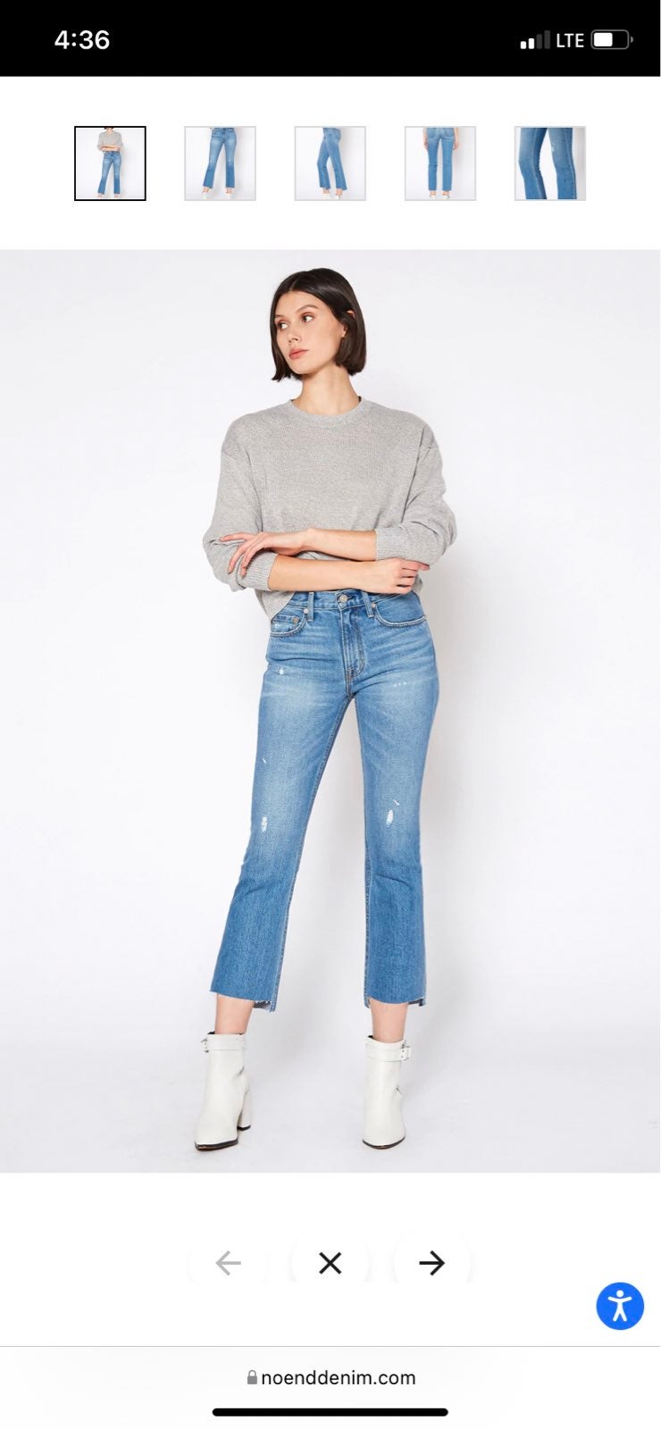 NOEND Farrah kick flare raw hem crop jeans 25 made in USA