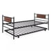 Metal Daybed with Trundle Mattress Foundation Heavy-Duty Sofa Bed Twin Size