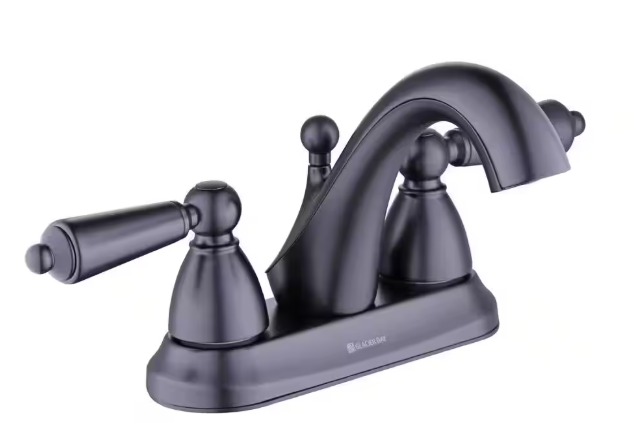 Glacier Bay Teapot 4 in. Centerset Double-Handle Bathroom Faucet in Matte Black