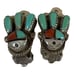 Zuni Sun Face Inlaid Turquoise Coral Vintage Sterling Silver Clip On Earrings