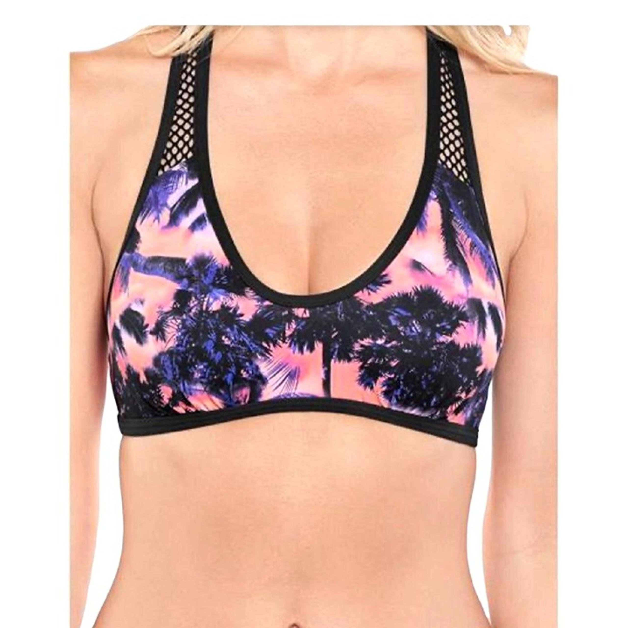 Sunseeker Womens Tropical Print Mesh Racerback Bikini Top Size 8