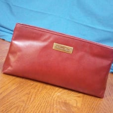 Vintage 1960s Etienne Aigner Oxblood Pebbled Leather Clutch Handbag