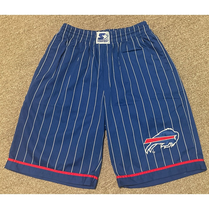 Vintage 90s Mens Small Starter Buffalo Bills NFL Striped Embroidered Shorts