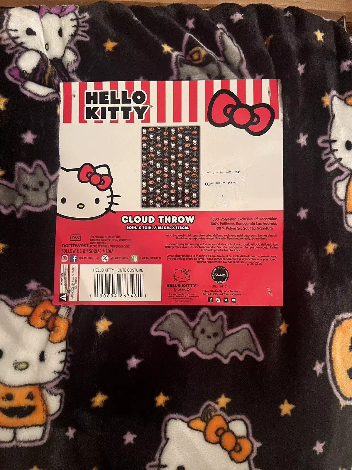 NEW 2024 Hello Kitty Halloween Blanket Plush Cloud Throw 60 x70 | Fast Ship!