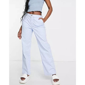 NWT Hollister High-Rise Utility Dad Jeans Light Blue Warped Check Design Sz 3R