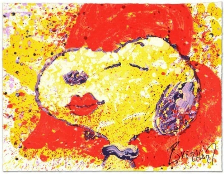 Tom Everhart A Kiss is just a Kiss PEANUTS COOL SNOOPY Lithograph Hand signed