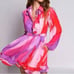 NWT Hutch Kathy Pink Multi Brush Stroke Wrap Ruffled Dress Size Large 12-14