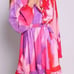 NWT Hutch Kathy Pink Multi Brush Stroke Wrap Ruffled Dress Size Large 12-14