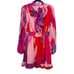 NWT Hutch Kathy Pink Multi Brush Stroke Wrap Ruffled Dress Size Large 12-14