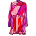 NWT Hutch Kathy Pink Multi Brush Stroke Wrap Ruffled Dress Size Large 12-14