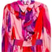 NWT Hutch Kathy Pink Multi Brush Stroke Wrap Ruffled Dress Size Large 12-14