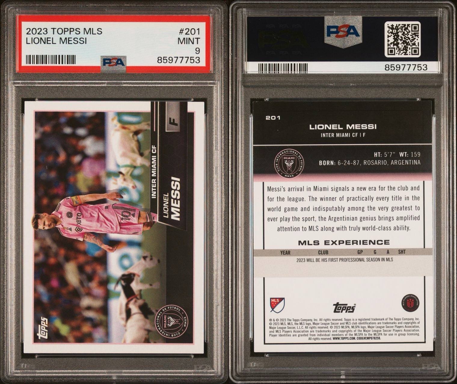 Lionel Messi 2023 Topps MLS “The GOAT” SP PSA 9 Inter Miami FC