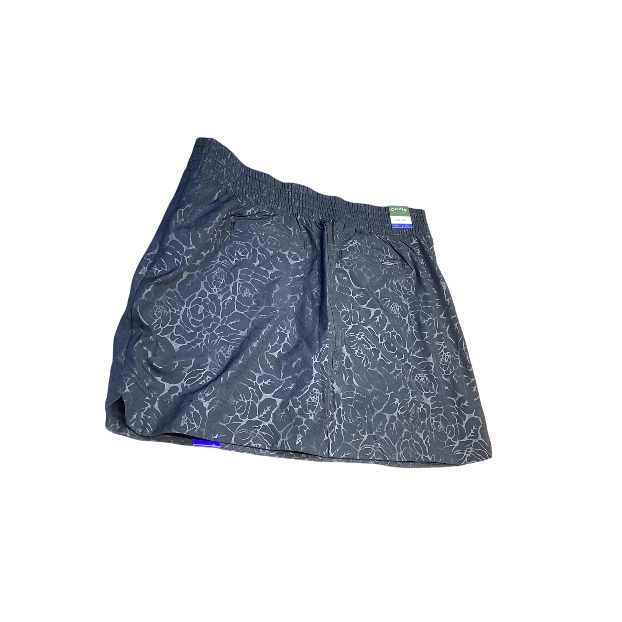 Orvis Women's Large Skort Travel Built in Mesh Shorts Black Floral Stretch