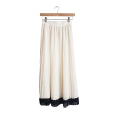 Reiss Osti Pleated Midi Skirt Cream/Navy Size 2