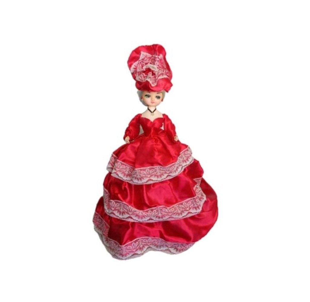 Vintage Big Eye Bradley Doll Red Victorian Dress