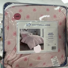 Pink southern tide palm coast comforter set