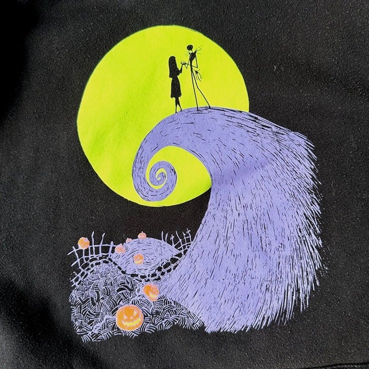 Vintage Disney Nightmare Before Christmas Hoodie Medium Jack Sally Spiral Hill