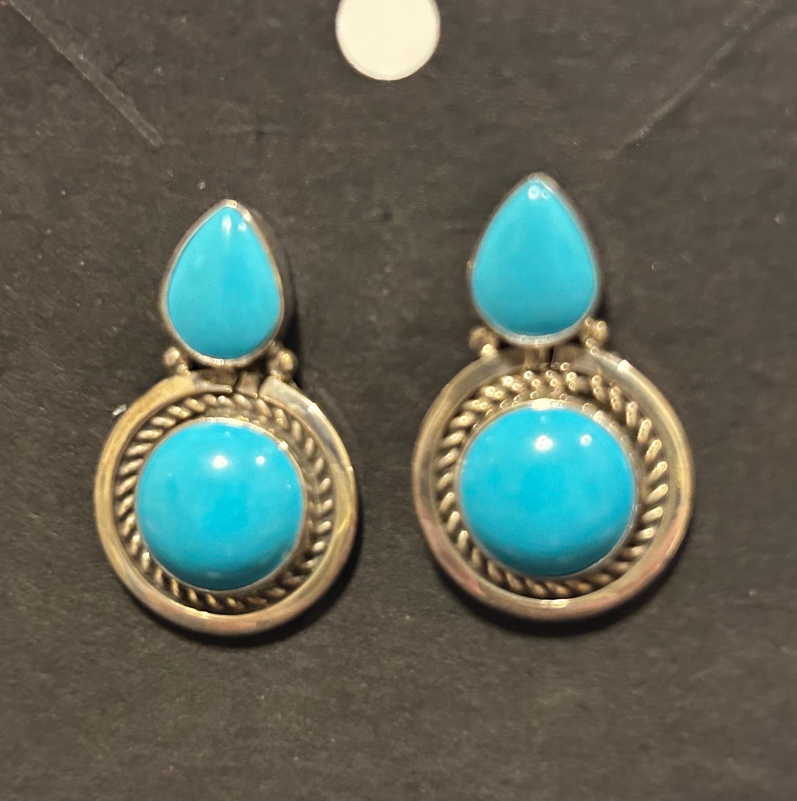Sleeping Beauty Turquoise Doorknocker Sterling Silver Earrings