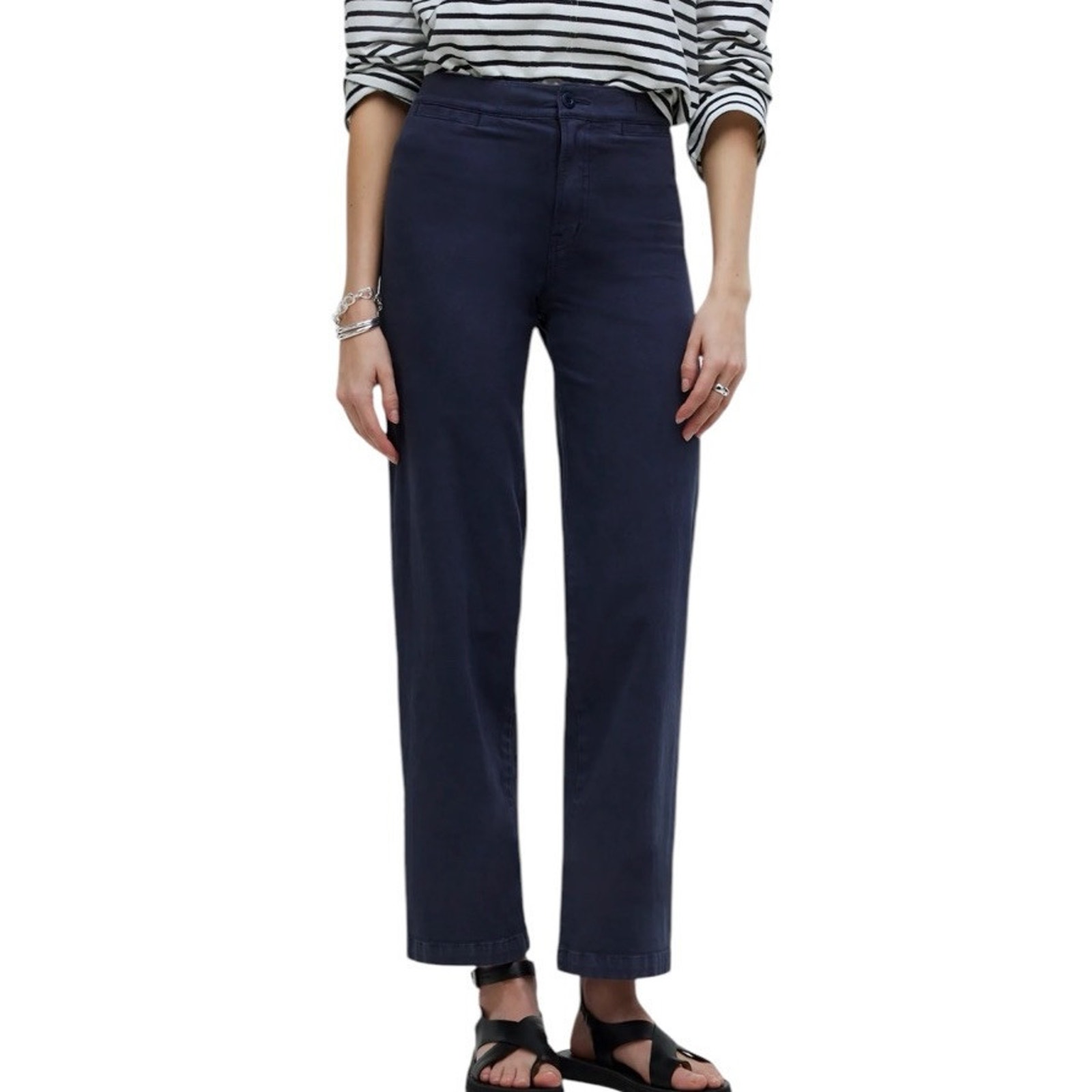 Madewell The Emmett Wide-Leg Crop Pant Women 30 Welt Pocket Edition Ink Navy