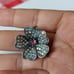 Size 9 Ring Vintage Signed JTG Artisan Paved with AB Rhinestones 5 Petal Flower