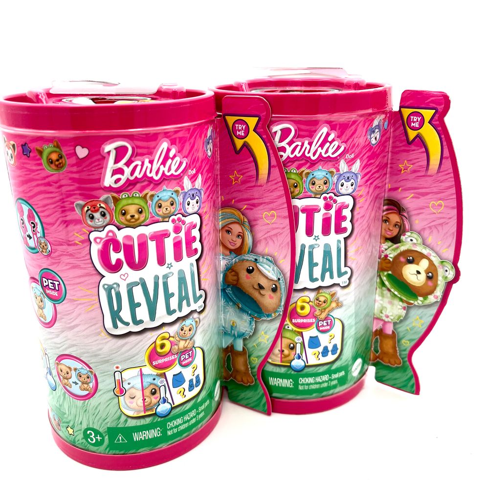 (2) Barbie Cutie Reveal Chelsea Doll Teddy Dolphin Dog Frog Mattel New In Box