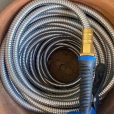 25 FT Garden Hose with Nozzle, 304 Stainless Steel Metal Water Hose