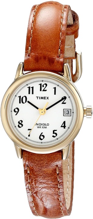 Timex Women's Indiglo Easy Reader Quartz Analog Leather Strap Watch with Date