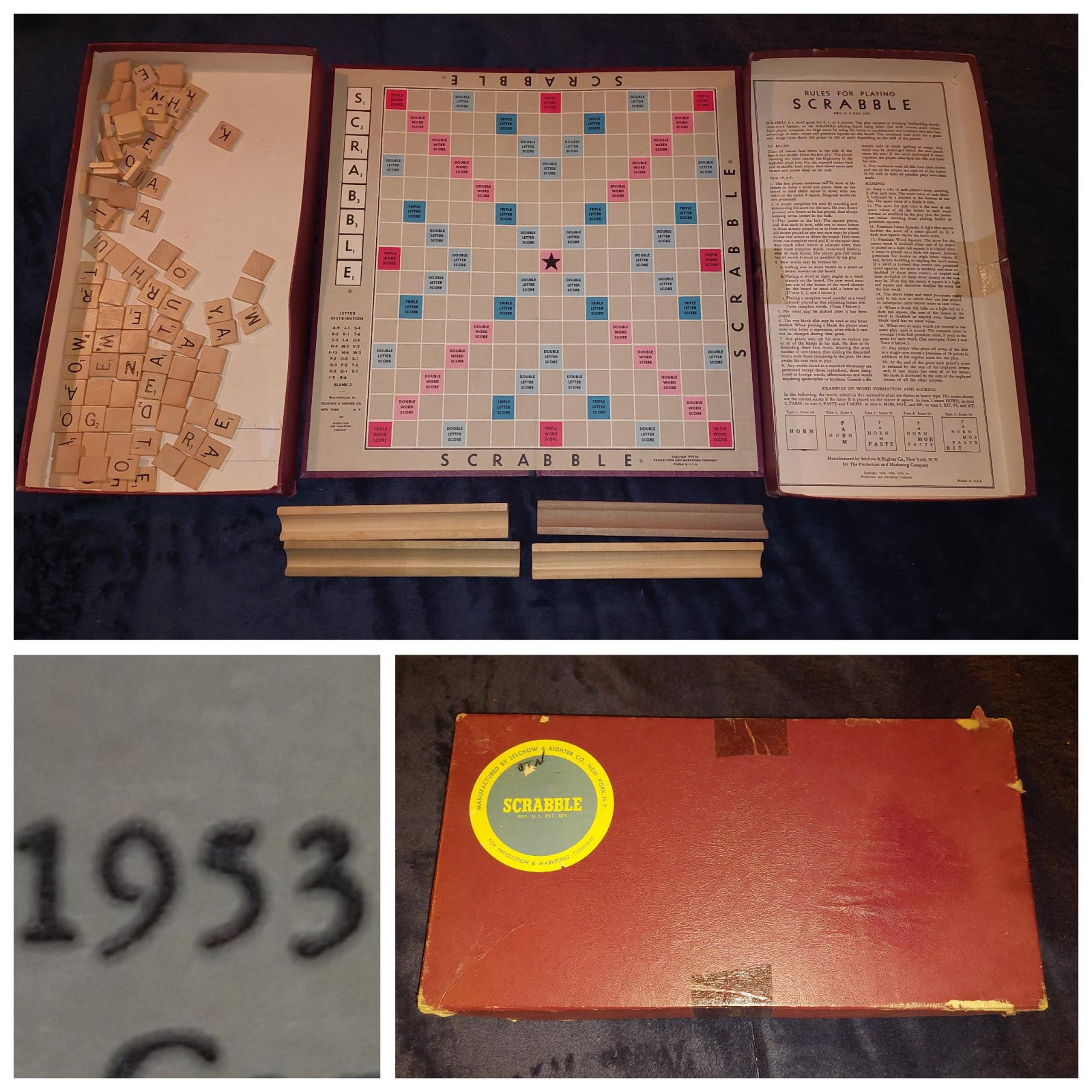 Vintage 1953 Scrabble Board Game Complete by Selchow & Righter Co.