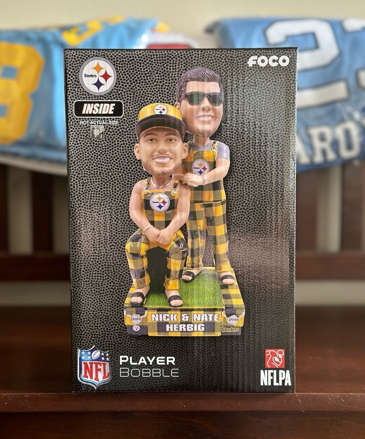 Nick & Nate Herbig Pittsburgh Steelers Bib Overalls Dual Bobblehead FOCO NEW #96