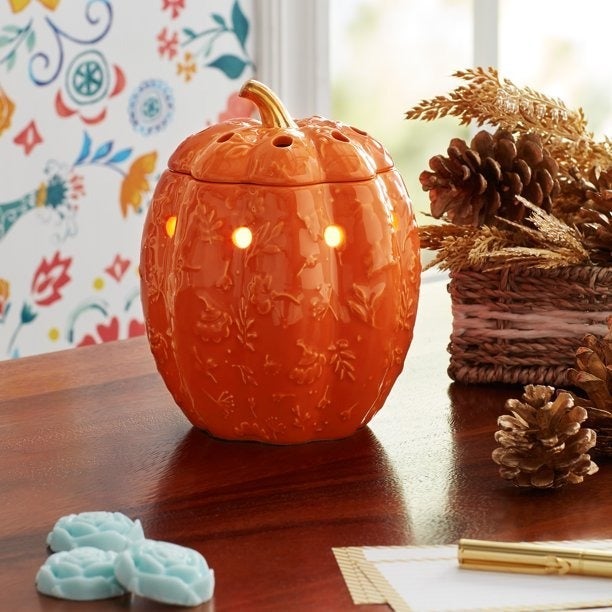 Pioneer Woman Scented Wax Warmer Orange Pumpkin Fall Thanksgiving Halloween*New